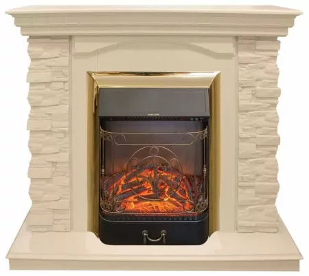Каминокомплект RealFlame Elford STD/EUG/25'5/HL WT с очагом Majestic s Lux Black/Brass