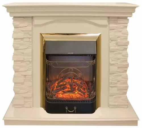 Каминокомплект RealFlame Elford STD/EUG/25'5/HL WT с очагом Majestic s Lux Black/Brass