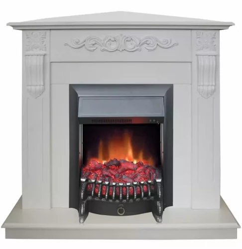 Каминокомплект RealFlame Dominica Corner STD/EUG WT с очагом Fobos Lux Black S