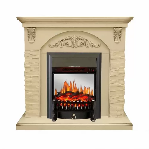 Каминокомплект Royal Flame Bern крупный сланец бежевый с очагом Fobos FX M Black