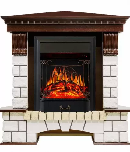 Каминокомплект Royal Flame Pierre Luxe угловой с очагом Majestic FX Black