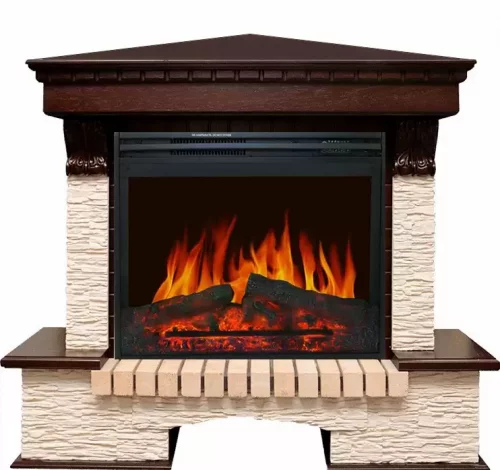 Каминокомплект Royal Flame Pierre Luxe угловой мелкий сланец бежевый c очагом Jupiter FX New