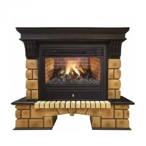 Каминокомплект RealFlame Stone Brick 26 AO с очагом 3D Novara