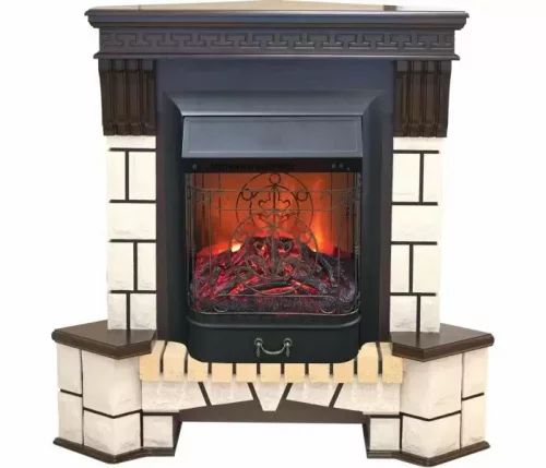 Каминокомплект RealFlame Stone Corner new STD/EUG AO (DN) с очагом Majestic s Lux Black/Brass