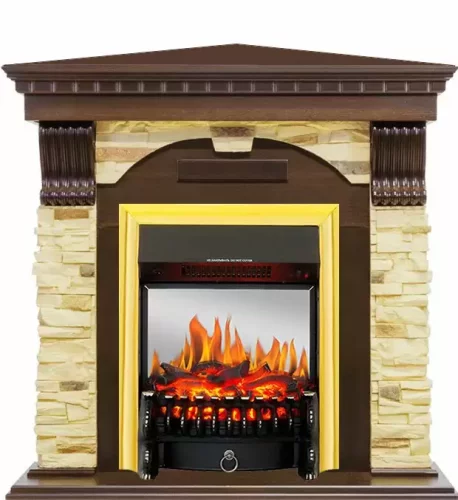 Каминокомплект Royal Flame Dublin угловой с очагом Fobos FX M Brass