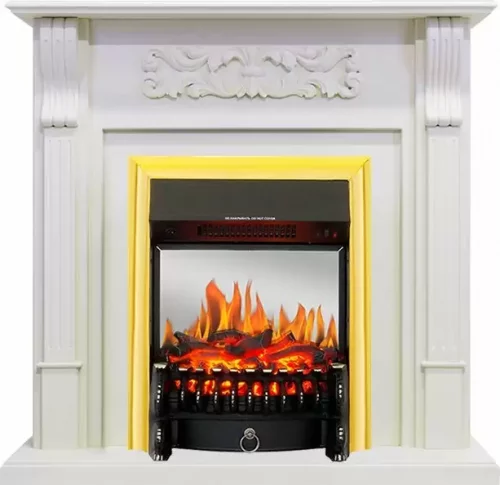 Каминокомплект Royal Flame Venice фактурный белый c очагом Fobos FX M Brass