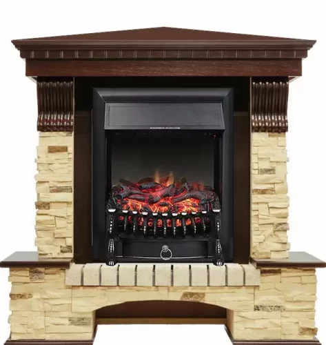 Каминокомплект Royal Flame Pierre Luxe сланец угловой с очагом Fobos FX Black