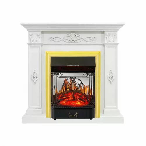 Каминокомплект Royal Flame Derby белый дуб с очагом Majestic FX M Brass