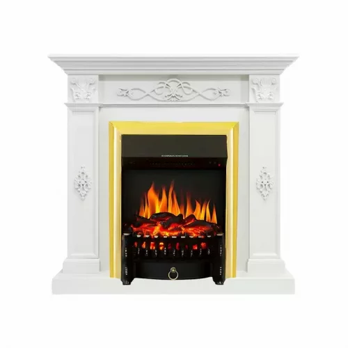 Каминокомплект Royal Flame Derby белый дуб с очагом Fobos FX Brass