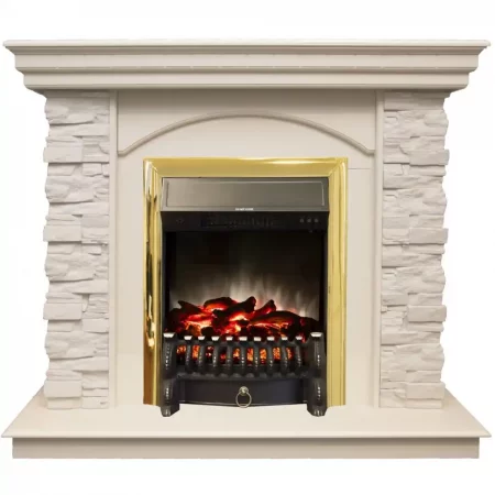Каминокомплект RealFlame Elford STD/EUG/25'5/HL WT с очагом Fobos s Lux Black/Brass