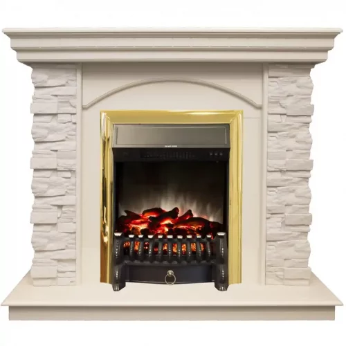 Каминокомплект RealFlame Elford STD/EUG/25'5/HL WT с очагом Fobos s Lux Black/Brass