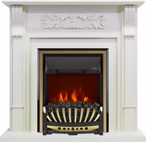 Каминокомплект Royal Flame Venice фактурный белый c очагом Aspen Brass