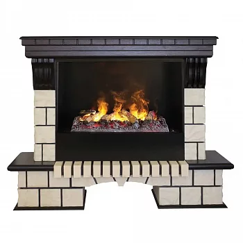 Каминокомплект RealFlame Stone new 26/HL AO (DN) с очагом 3D Cassette 630 + Black вставка