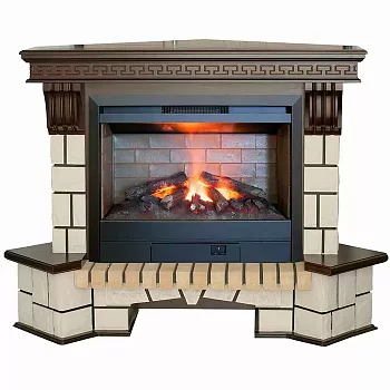 Каминокомплект RealFlame Stone Corner new 26/HL AO (DN) с очагом 3D Helios