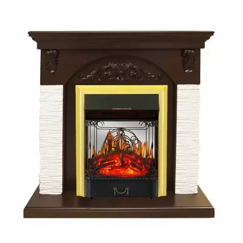 Каминокомплект Royal Flame Bern мелкий сланец белый с очагом Majestic FX M Brass