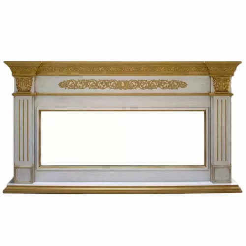 Портал Interflame Елизавета белый с золотой патиной под очаг FreeSpace 50 LED FX QZ