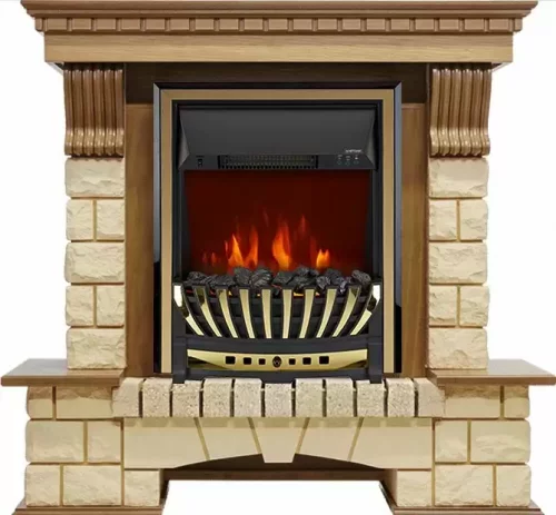 Каминокомплект Royal Flame Pierre Luxe шампань с очагом Aspen Brass