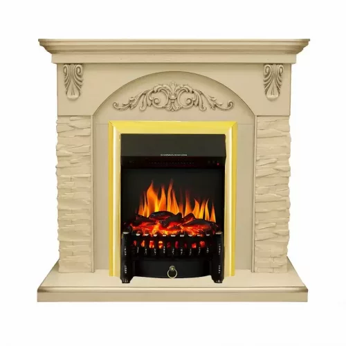 Каминокомплект Royal Flame Bern крупный сланец бежевый с очагом Fobos FX Brass