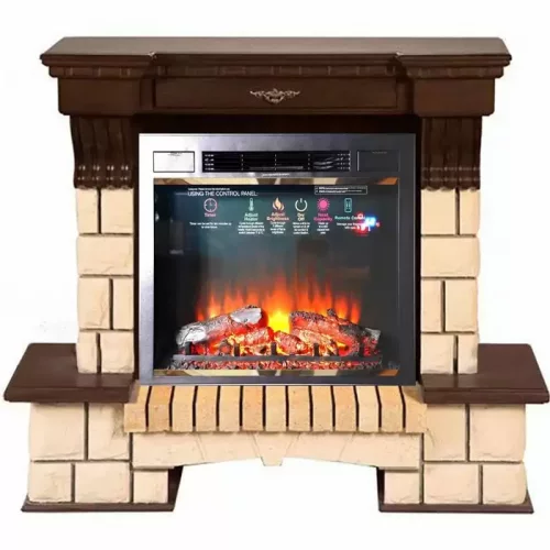 Каминокомплект Interflame Экстерион темный дуб с очагом Sirius 30 LED FX Brass