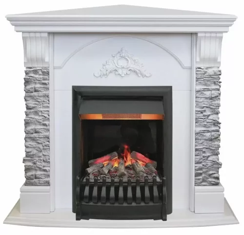 Каминокомплект RealFlame Athena Corner GR STD/EUG/25/25'5 WT с очагом 3D Oregan