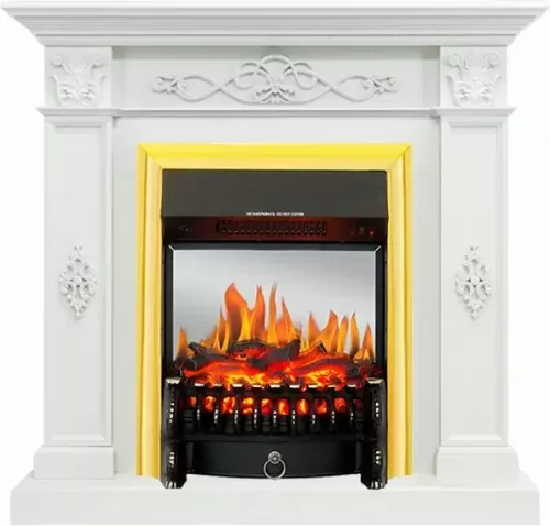Каминокомплект Royal Flame Derby белый дуб с очагом Fobos FX M Brass