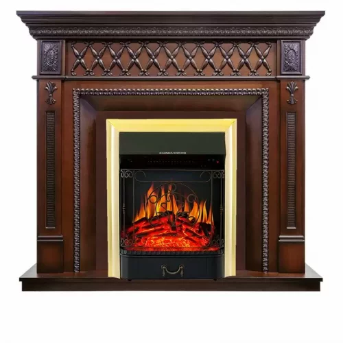 Каминокомплект Royal Flame Alexandria махагон коричневый антик c очагом Majestic FX Brass