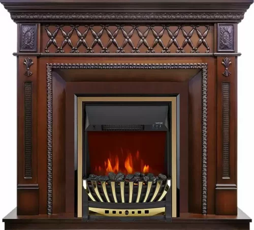 Каминокомплект Royal Flame Alexandria махагон коричневый антик c очагом Aspen Brass