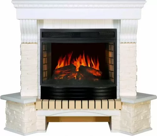 Каминокомплект Royal Flame Pierre Luxe сланец белый угловой c очагом Dioramic 25 FX