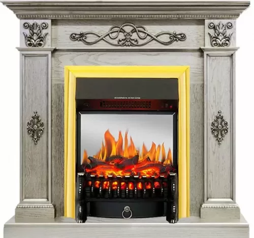 Каминокомплект Royal Flame Derby old silver с очагом Fobos FX M Brass