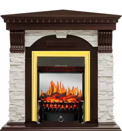 Каминокомплект Royal Flame Dublin угловой с очагом Fobos FX M Brass