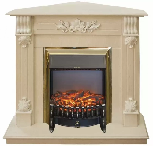 Каминокомплект RealFlame Ottawa corner STD/EUG WT с очагом Fobos Lux Brass S