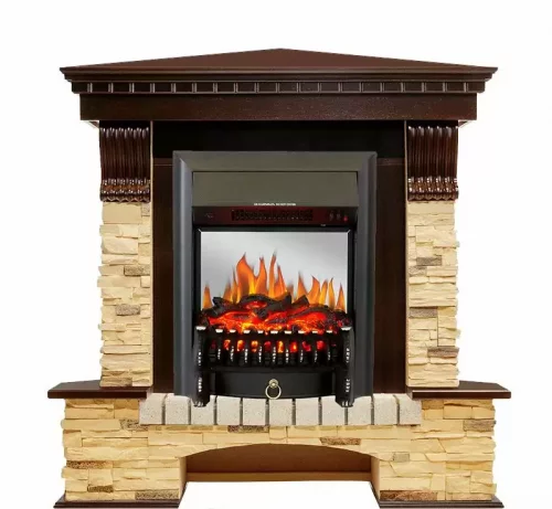 Каминокомплект Royal Flame Pierre Luxe сланец угловой с очагом Fobos FX M Black
